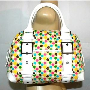 RAFE New York Pauli Signature Apple Print Canvas White Leather Satchel Bag $285